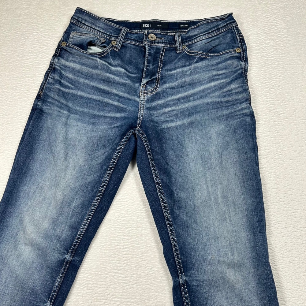 BKE Alec Straight Leg Jeans Stretch Medium Wash Denim Mens 31x30 Blue Casual